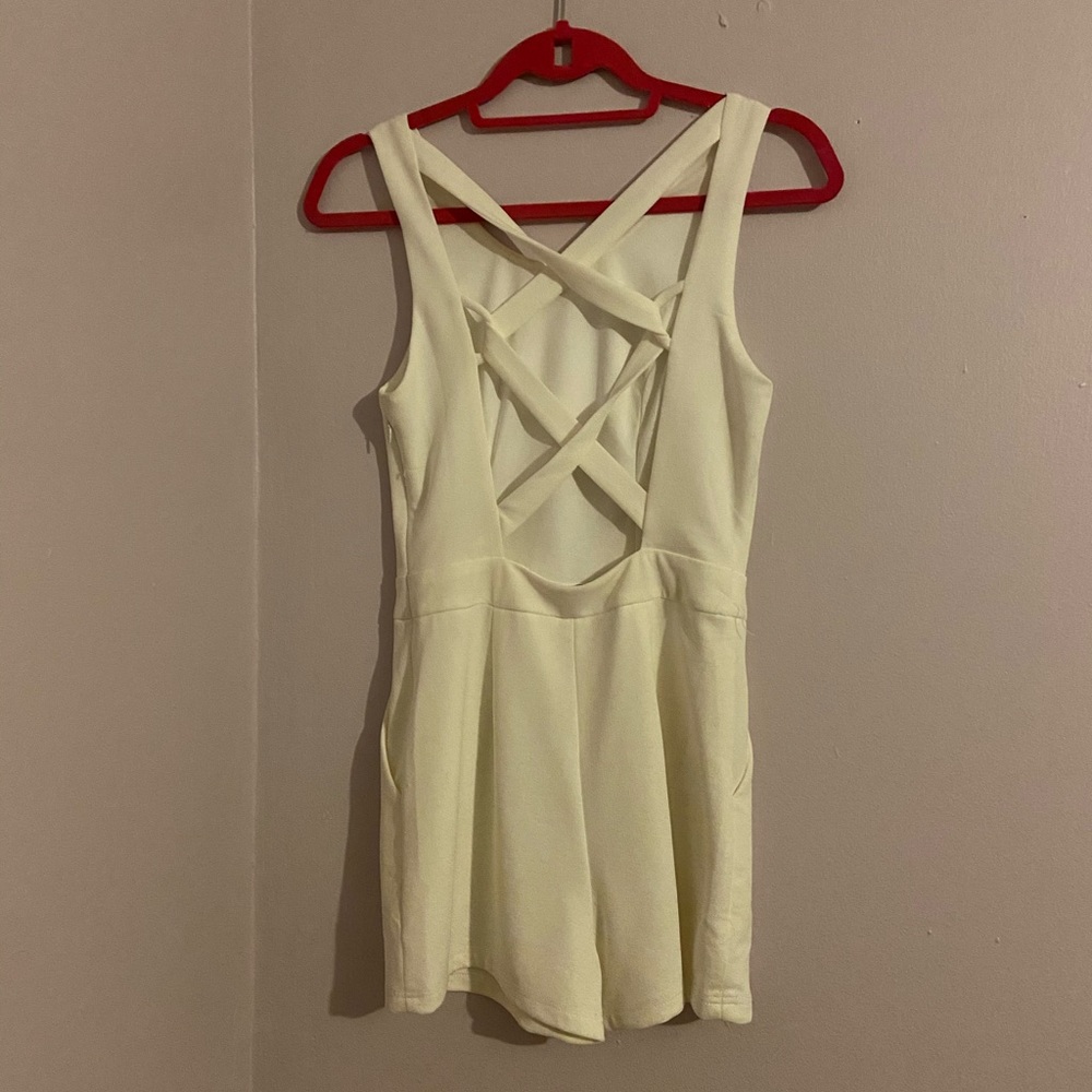 White Romper With Strappy Back - Picture 2 of 2